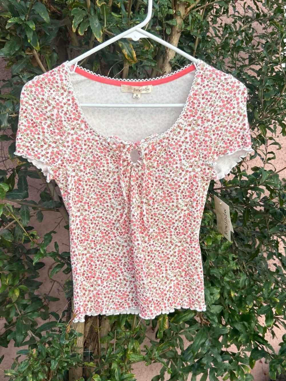 Rewind Pink Floral Tie-Front Crop Top